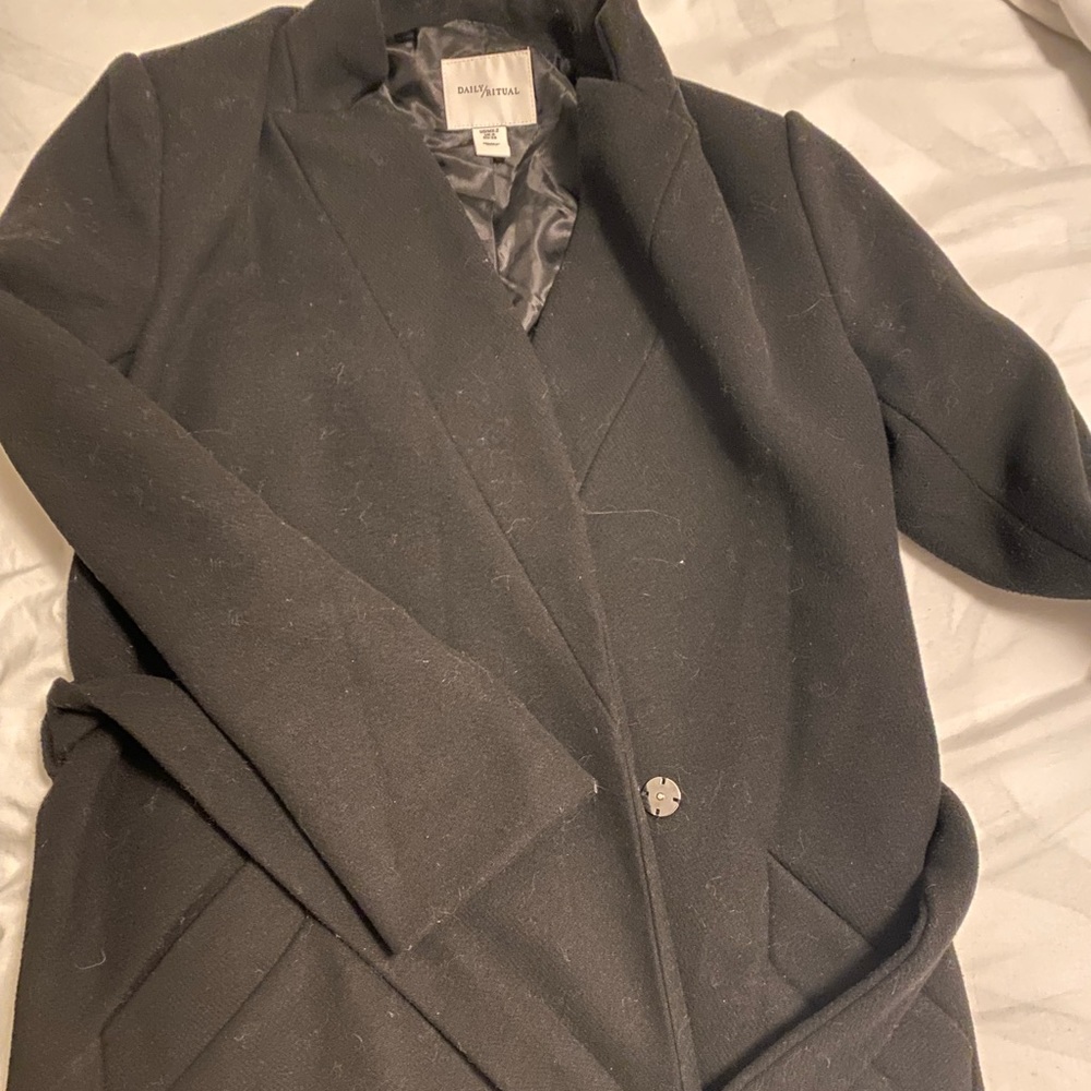 Daily Ritual Black Overcoat - Picture 4 of 7